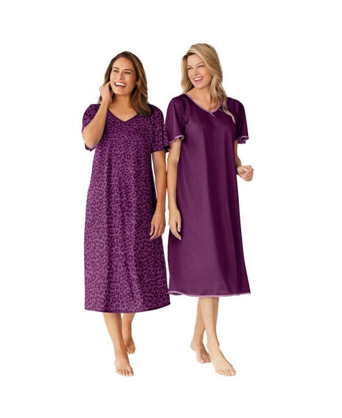 Plus Size Only Necessities 2-Pack Short Silky Gown