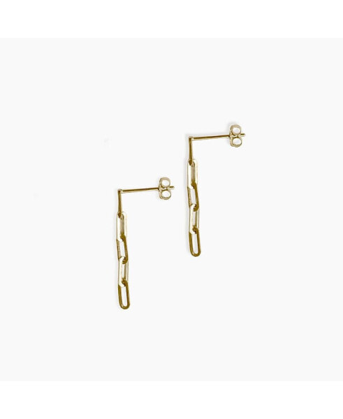 Dainty Link Chain Earrings 14K Solid Gold