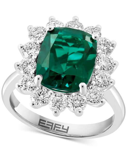 EFFY® Lab Grown Emerald (3-1/4 ct. t.w.) & Lab Grown Diamond (1-3/8 ct. t.w.) Halo Ring in 14k White Gold