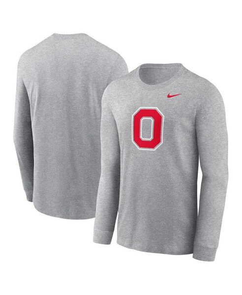 Men's Heather Gray Ohio State Buckeyes Alternate Logo Long Sleeve T-Shirt