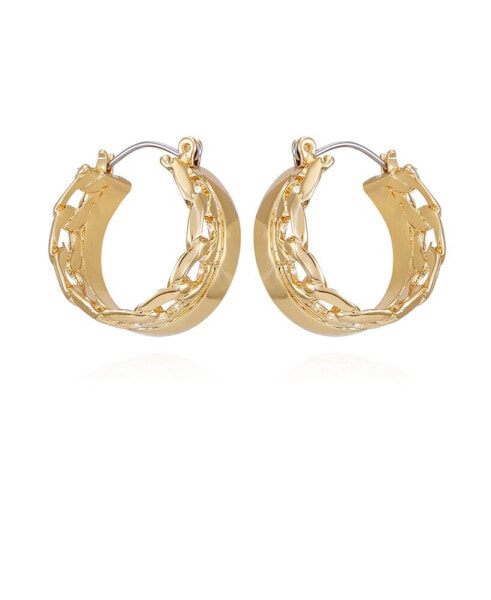 Gold-Tone Textured Organic Hoop Earrings