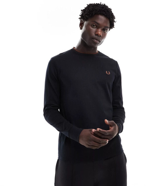 Fred Perry twin tipped long sleeve t-shirt in black