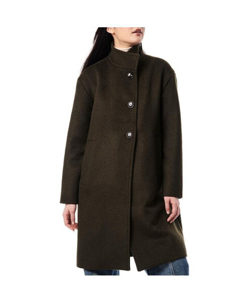 Womens Wool Coat with Stand Collar