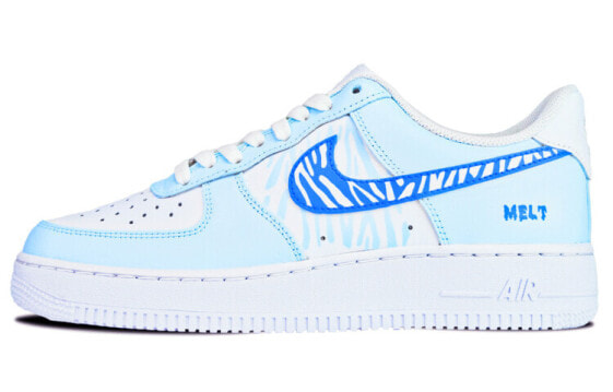 【定制球鞋】 Nike Air Force 1 Low ABLOODING "melt" 冰河时代 冰川融化 手绘印花 经典 低帮 板鞋 男款 冰川蓝 / Кроссовки Nike Air Force CW2288-111