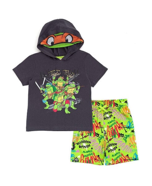 Boys Leonardo Michelangelo Raphael T-Shirt and Mesh Shorts Outfit Set Toddler to Big Kid