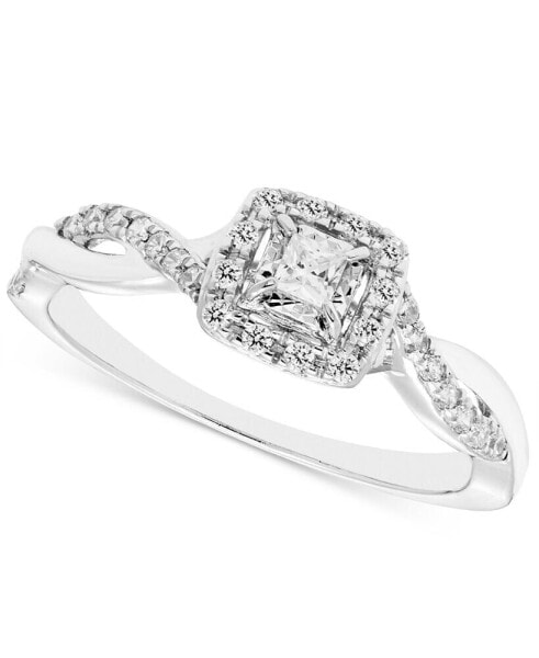 Diamond Princess Twist-Shank Engagement Ring (1/4 ct. t.w.) in 14k White gold