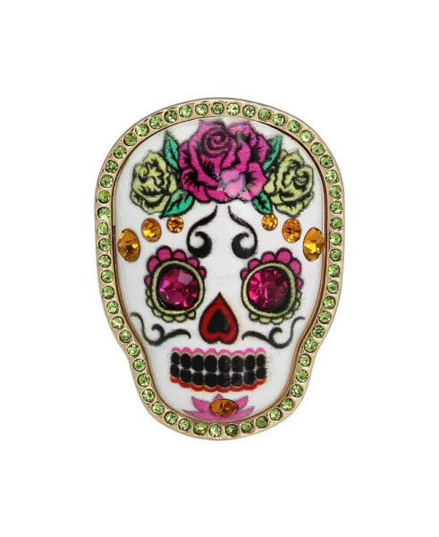 Faux Stone Sugar Skull Cocktail Stretch Ring