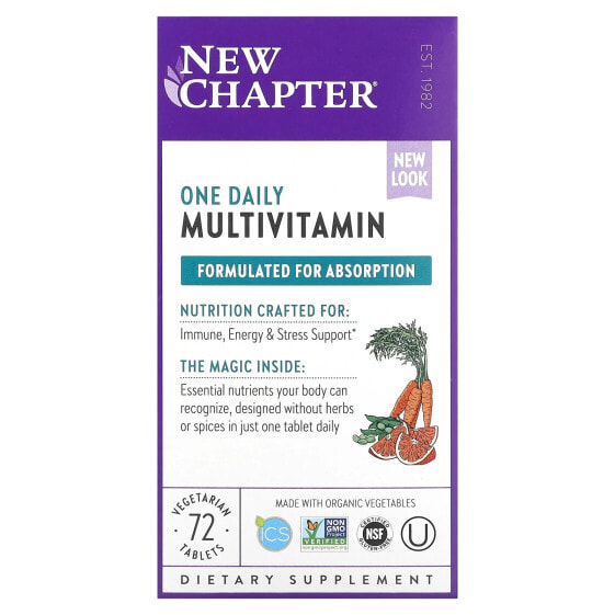 Мультивитамин для ежедневного приема New Chapter One Daily, 72 вегетарианских таблетки