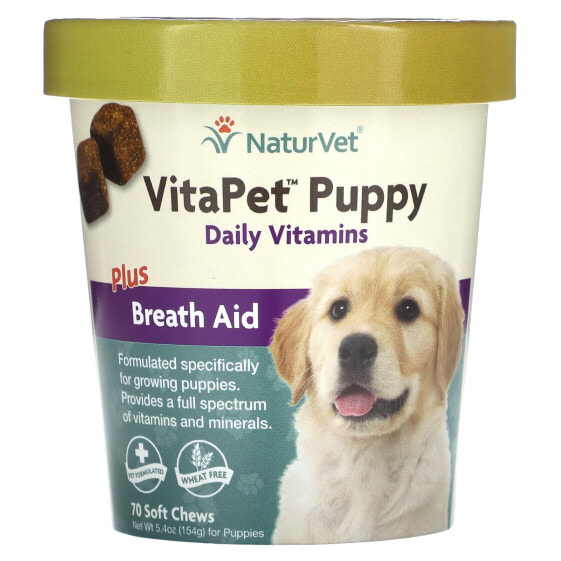 NaturVet, VitaPet Puppy, ежедневные витамины и помощь при дыхании, для щенков, 70 жевательных таблеток, 154 г (5,4 унции)