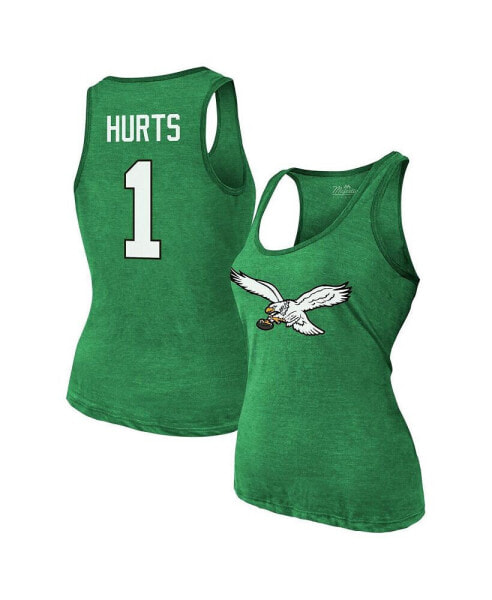 Women's Jalen Hurts Kelly Green Philadelphia Eagles Name Number Tri-Blend Tank Top