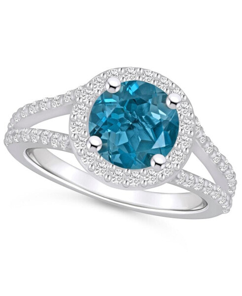 Кольцо Macy's London Blue Topaz & Diamond Halo