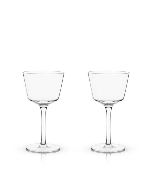 Raye Angled Crystal Nick & Nora Glasses Set of 2, 6 Oz