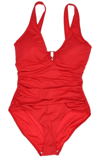 Ralp Lauren 288120 Women's Poppy Red One Piece Swimsuit Size 14