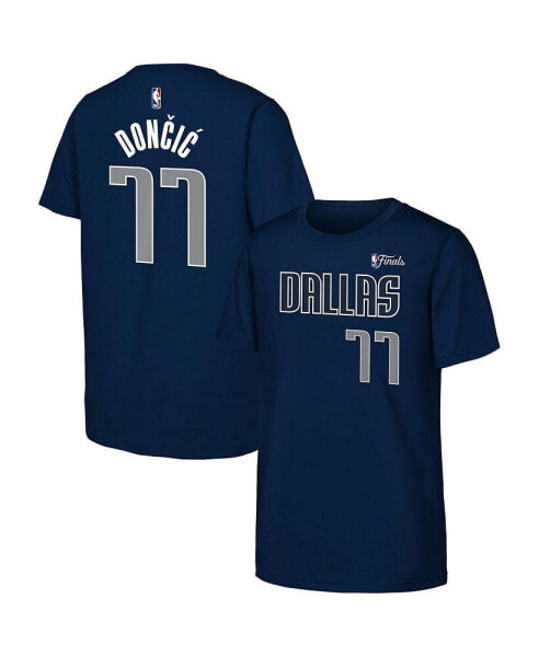 Big Boys and Girls Luka Doncic Navy Dallas Mavericks 2024 NBA Finals Name Number T-Shirt