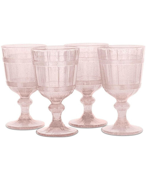 Vintage Pink Bubbles Wine Glasses, Set Of 4