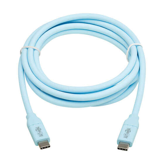 Tripp U040AB-006CS5LB Safe-IT USB-C Cable (M/M) - Antibacterial - Ultra Flexible - 240W PD Charging - Light Blue - 6 ft. (1.8 m) - 1.8 m - USB C - USB C - USB 2.0 - 480 Mbit/s - Blue