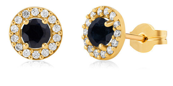 Sparkling yellow gold earrings with sapphires 14/258.121/6Z