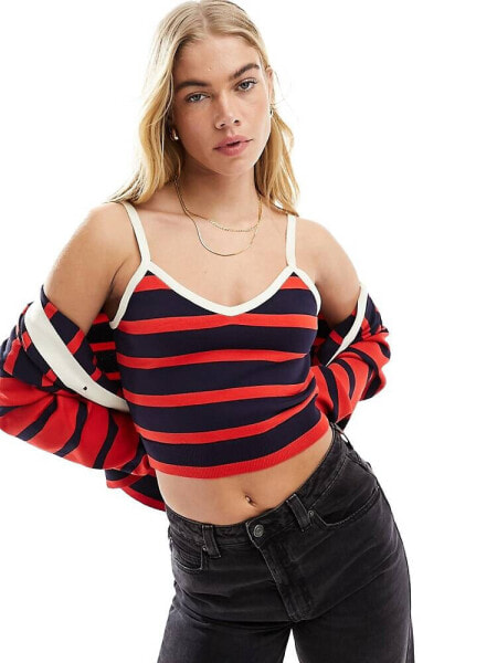 ASOS DESIGN knitted cami top co-ord in stripe