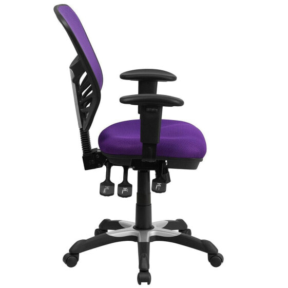 Mid-Back Purple Mesh Multifunction Executive Swivel Chair With Adjustable Arms