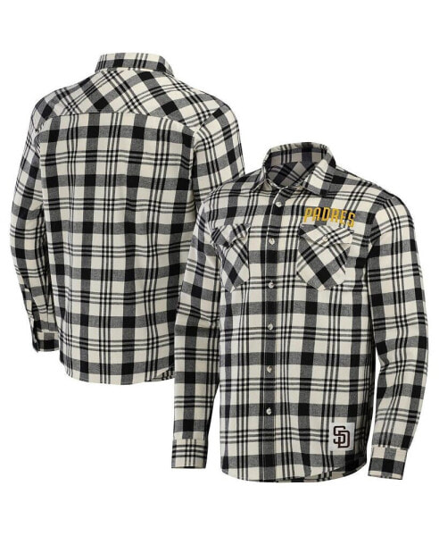 Men's Darius Rucker Collection by Black San Diego Padres Plaid Flannel Button-Up Shirt