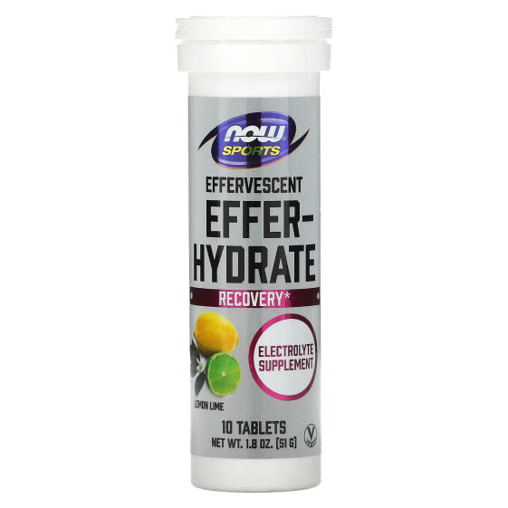 NOW Foods, Sports, Effer-Hydrate, лимон и лайм, 10 таблеток, 51 г (1,8 унции)