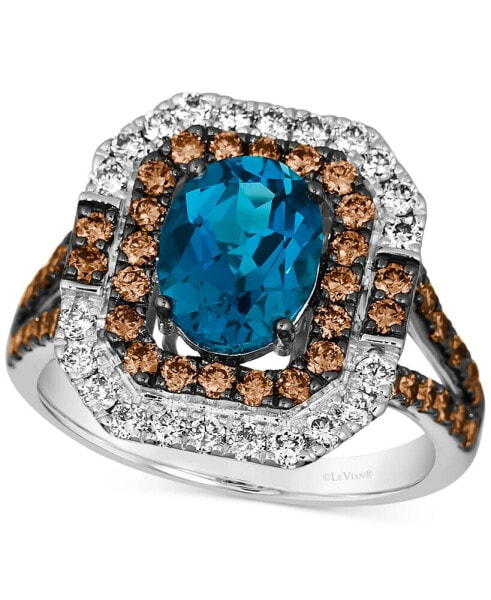 Кольцо Le Vian Sea Blue Topaz & Diamond Halo