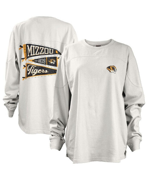 Длинная футболка с длинным рукавом Pressbox женская Missouri Tigers White Pennant Stack.