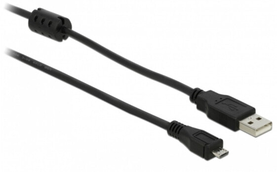 Delock 82335, 2 m, USB A, Micro-USB B, USB 2.0, Black