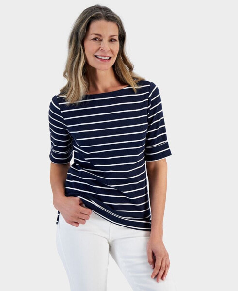 Топ Style & Co Striped BoatNeck