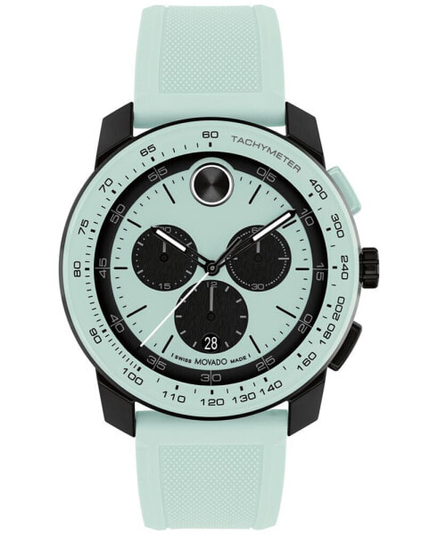 Men's Swiss Chronograph Bold TR90 Light Blue Silicone Strap Watch 44mm