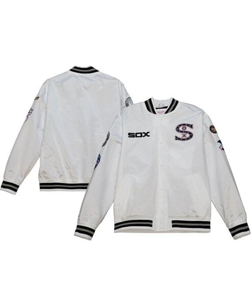 Men's White Chicago White Sox City Collection Satin Full-Snap Varsity Jacket