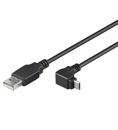 Wentronic USB 2.0 Hi-Speed Cable 90° - black - 1.8 m - 1.8 m - USB A - Micro-USB B - USB 2.0 - 480 Mbit/s - Black