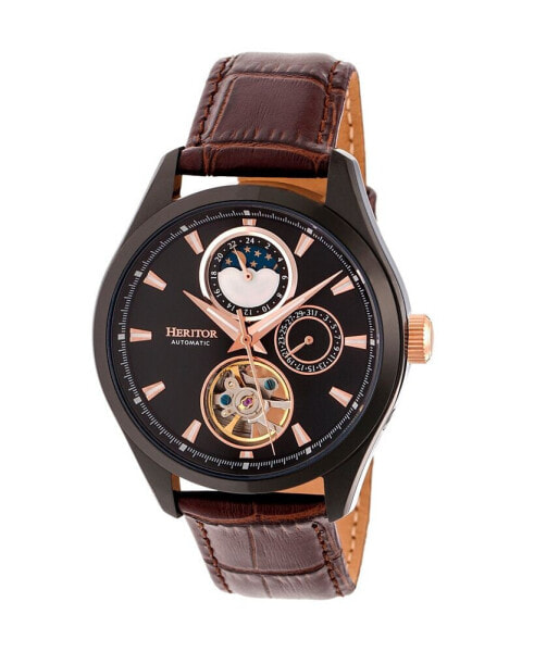 Automatic Sebastian Black & Brown Leather Watches 40mm