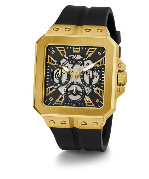 Мужские часы Guess Skeleton Leo черно-золотые GW0637G2