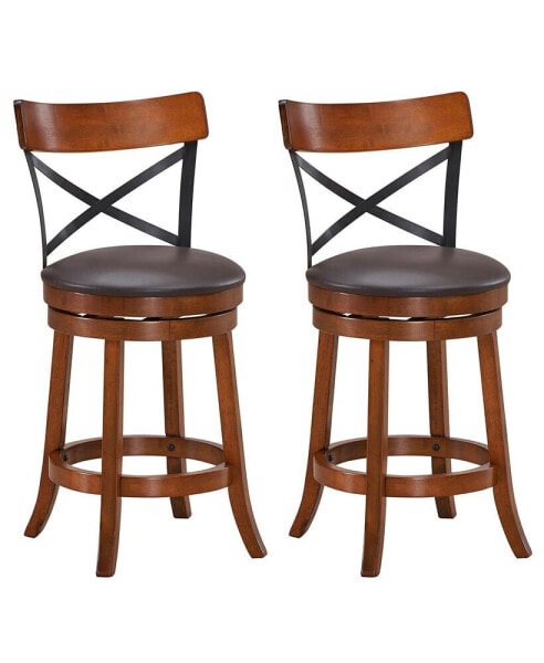 Set of 2 Bar Stools Swivel 25'' Dining Bar Chairs