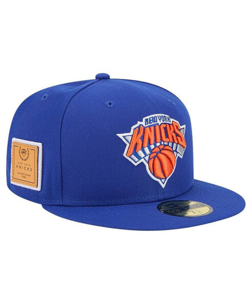 Men's Blue New York Knicks Court Sport Leather Applique 59fifty Fitted Hat