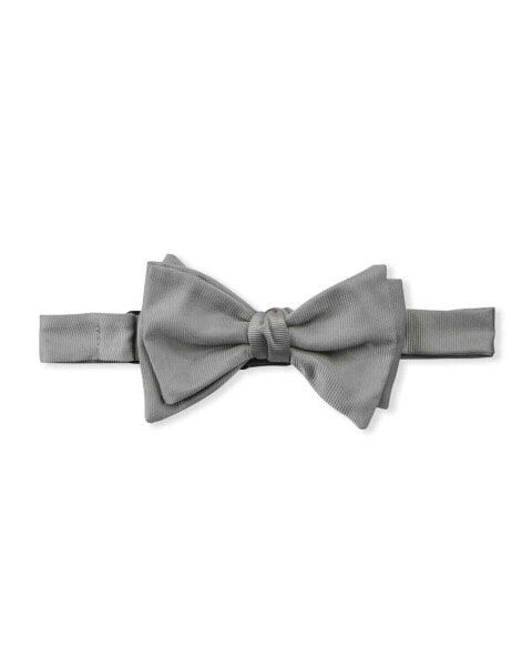 GIORGIO ARMANI 288798 Men's Silk Grosgrain Bow Tie, Silver size M