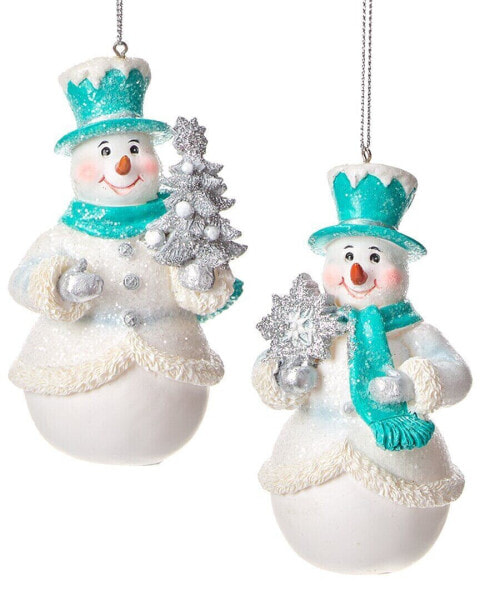 Kurt Adler 4.5In Snowman Christmas Ornaments (2 Assorted) Multicolor