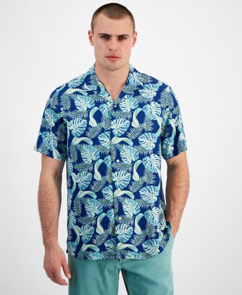 Men's Hoja Leaf Regular-Fit Printed Button-Down Camp Shirt, Created for Macy's