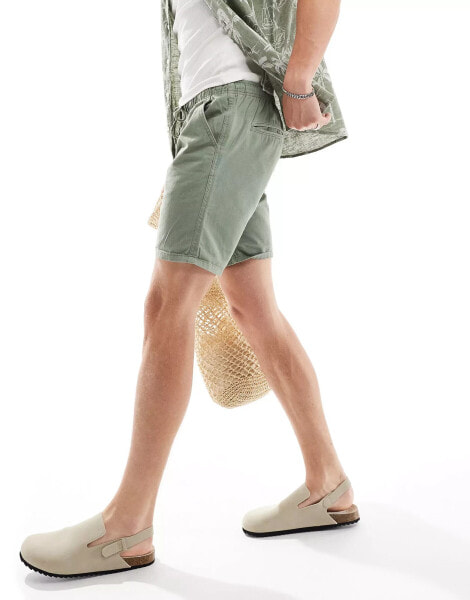 Brave Soul cotton chino short in sage green