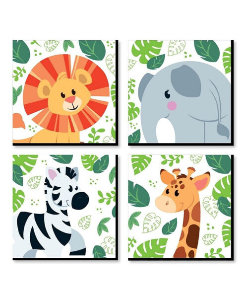 Jungle Party Animals - Home Decor - 11 x 11 inches Wall Art - Set of 4 Prints