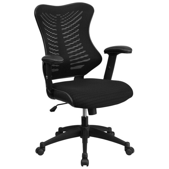 High Back Designer Black Mesh Executive Swivel Chair With Adjustable Arms