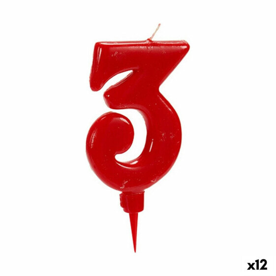 Дом Товары для праздников Украшения для организации праздников Вуаль День рождения Красный Номер 3 (12 штук) Candle Birthday Red Number 3 (12 Units) Shico