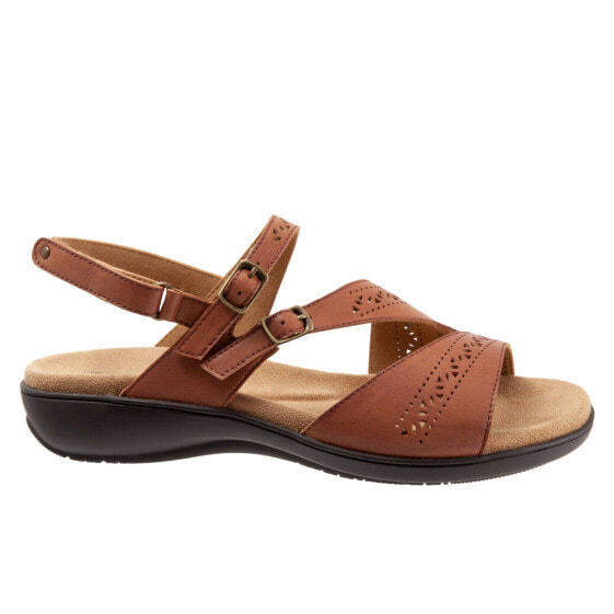 Trotters Razzi T2114-215 Womens Brown Leather Strap Sandals Shoes