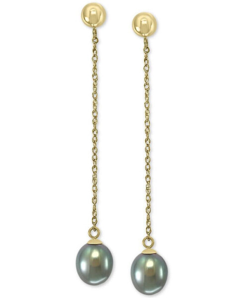 EFFY® Gray Cultured Freshwater Pearl (7mm) Drop Earrings in 14k Gold (Also in Peach Cultured Freshwater Pearl)