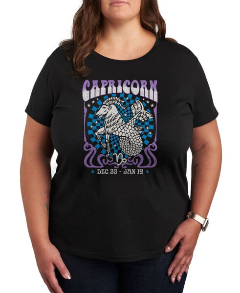 Zodiac Capricorn Rock Poster Plus Size Graphic T-Shirt