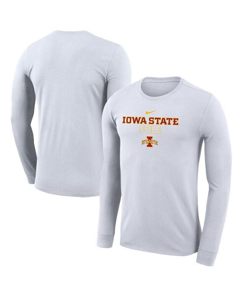 Men's White Iowa State Cyclones On Court Bench Long Sleeve T-shirt