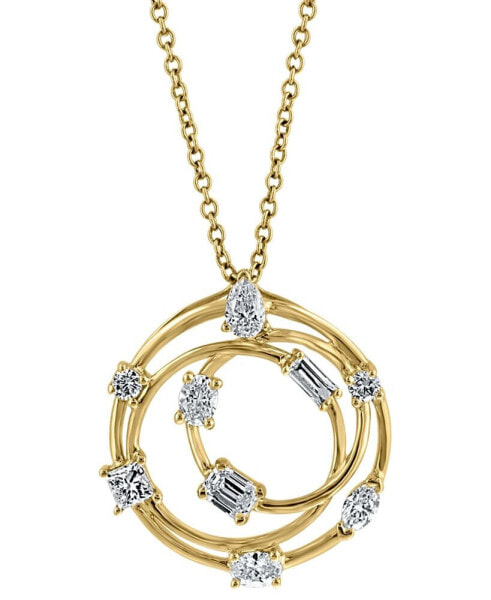 EFFY® Diamond Multi-Cut Multi-Circle 18" Pendant Necklace (5/8 ct. t.w.) in 14k Gold