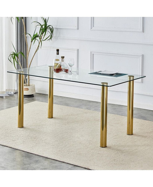 Modern minimalist glass dining table, 63"x35.4"x30"