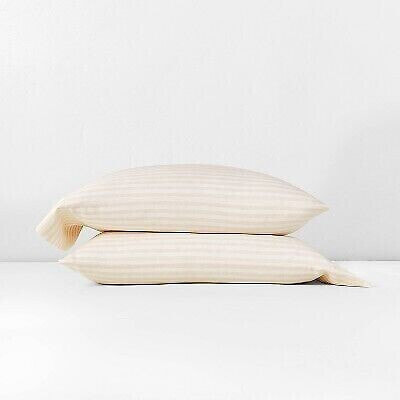 King Linen Blend Pillowcase Set Natural Stripe - Casaluna